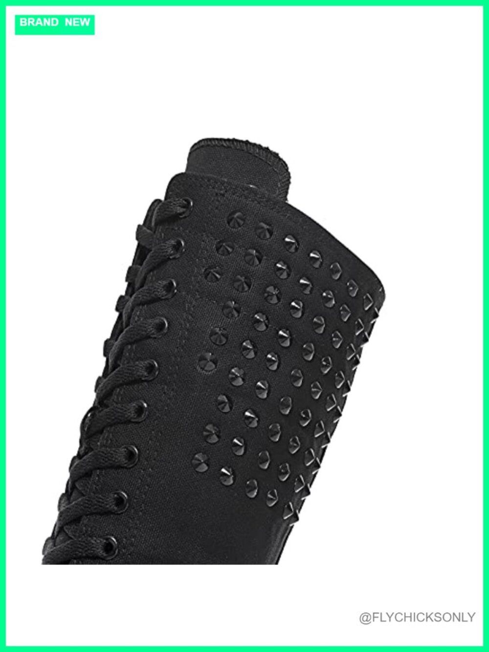 Canvas Rivet Knee-High Lace-Up Punk Boots - Picture 5 of 6